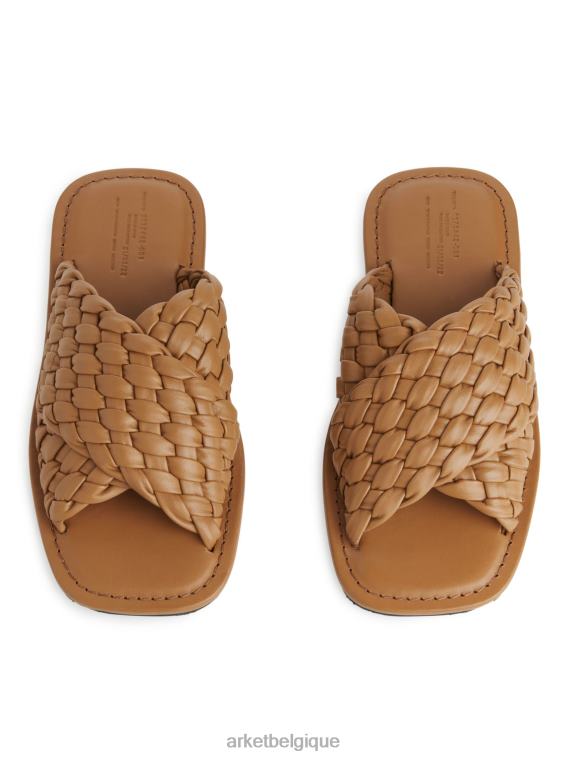 ARKET claquettes en cuir tressé femmes brun T46DR640 chaussure