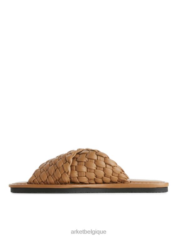 ARKET claquettes en cuir tressé femmes brun T46DR640 chaussure