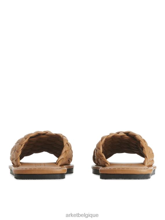 ARKET claquettes en cuir tressé femmes brun T46DR640 chaussure