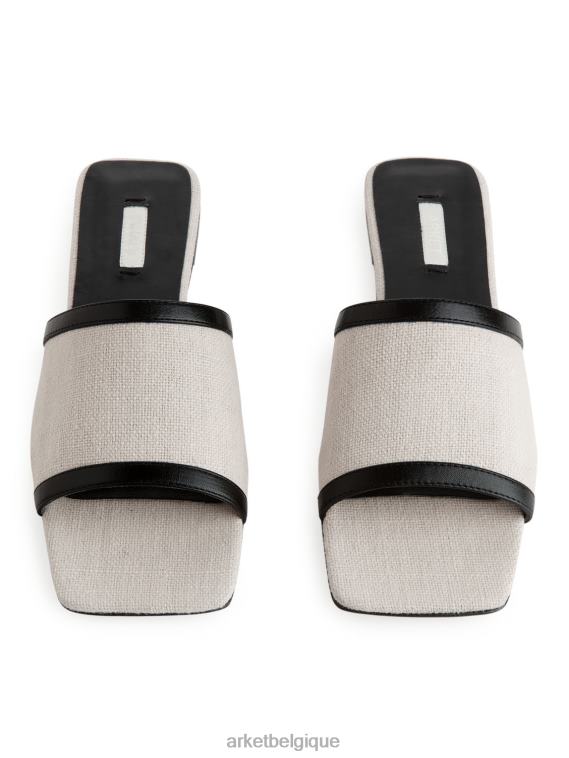 ARKET diapositives en lin femmes beige clair/blanc T46DR712 chaussure