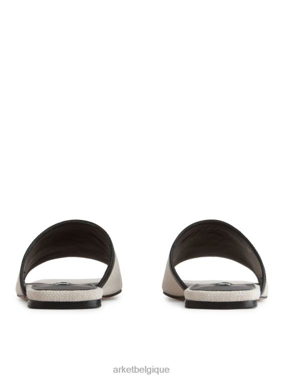 ARKET diapositives en lin femmes beige clair/blanc T46DR712 chaussure