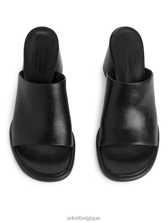ARKET mules en cuir à talons évasés femmes noir T46DR692 chaussure