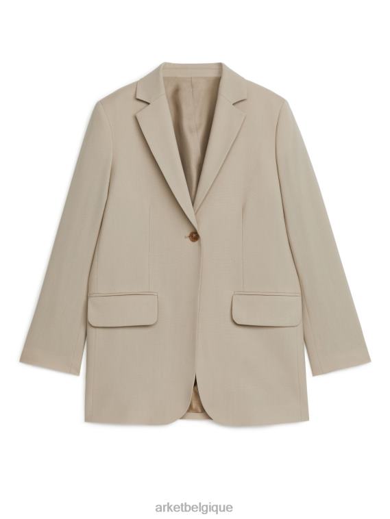 ARKET blazer en laine hopsack femmes beige T46DR494 vêtements