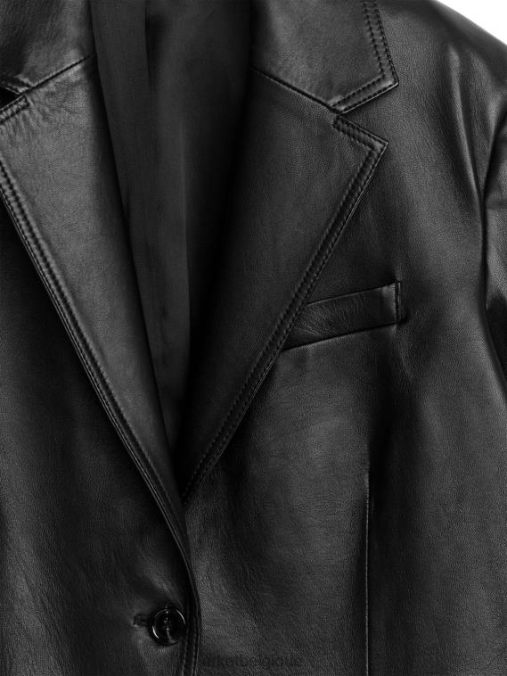 ARKET blazer oversize en cuir femmes noir T46DR497 vêtements