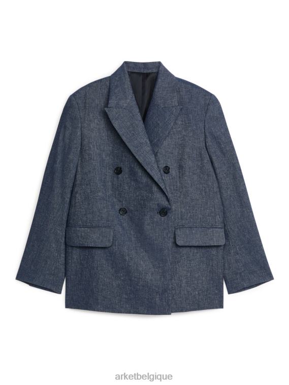 ARKET blazer oversize en lin et coton femmes mélange bleu T46DR493 vêtements