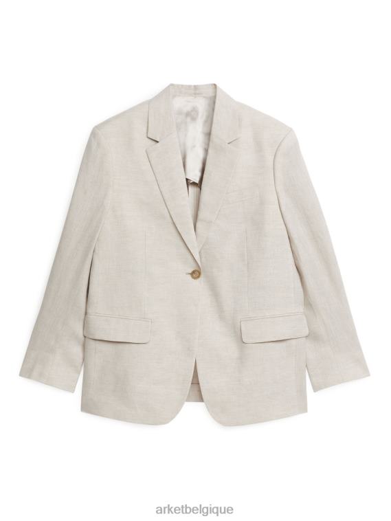 ARKET blazer oversize en lin femmes beige clair T46DR486 vêtements