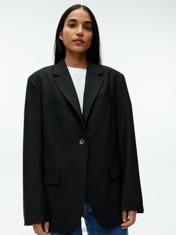 ARKET blazer oversize en sergé de laine mélangée femmes noir T46DR485 vêtements