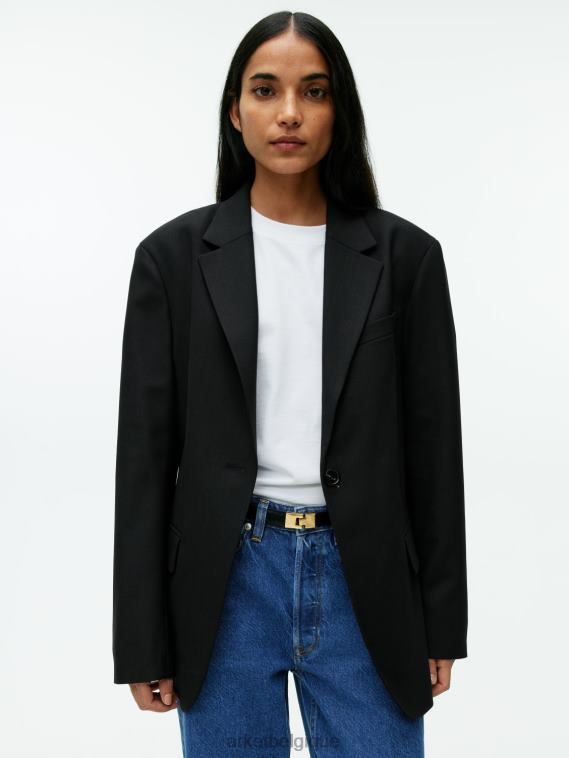 ARKET blazer oversize en sergé de laine mélangée femmes noir T46DR485 vêtements