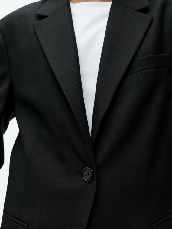 ARKET blazer oversize en sergé de laine mélangée femmes noir T46DR485 vêtements