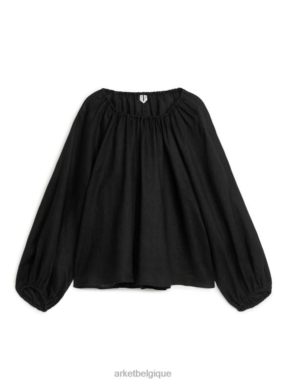 ARKET blouse volumineuse en lin femmes noir T46DR11 vêtements