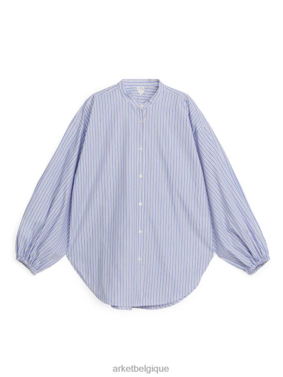 ARKET chemise décontractée en coton femmes bleu blanc T46DR9 vêtements