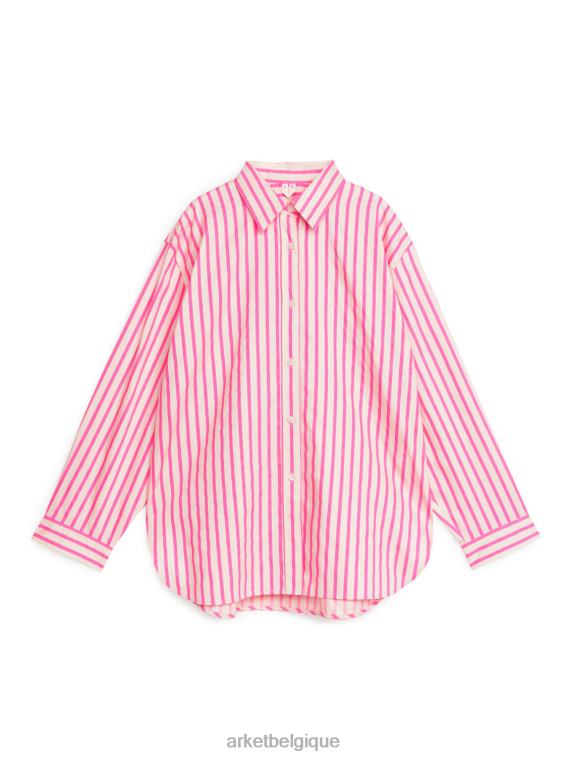 ARKET chemise décontractée en popeline femmes rose/blanc T46DR51 vêtements