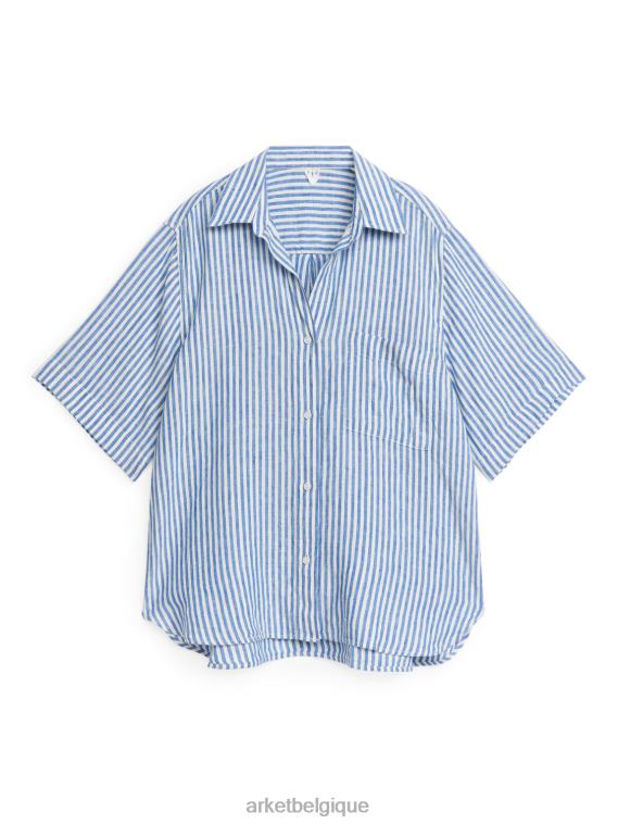 ARKET chemise de villégiature en lin femmes bleu blanc T46DR14 vêtements