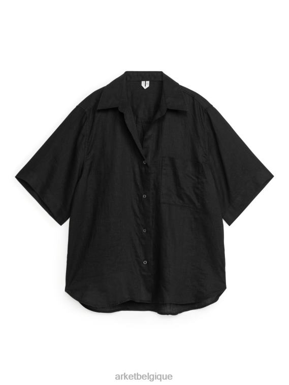 ARKET chemise de villégiature en lin femmes noir T46DR21 vêtements