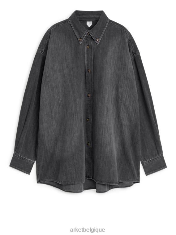 ARKET chemise en jean oversize femmes noir délavé T46DR27 vêtements