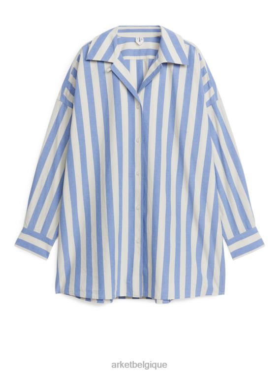 ARKET chemise en lin et coton femmes bleu/blanc cassé T46DR6 vêtements
