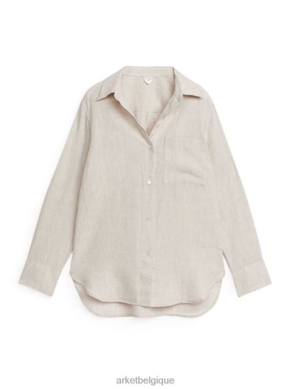 ARKET chemise en lin femmes beige clair T46DR7 vêtements