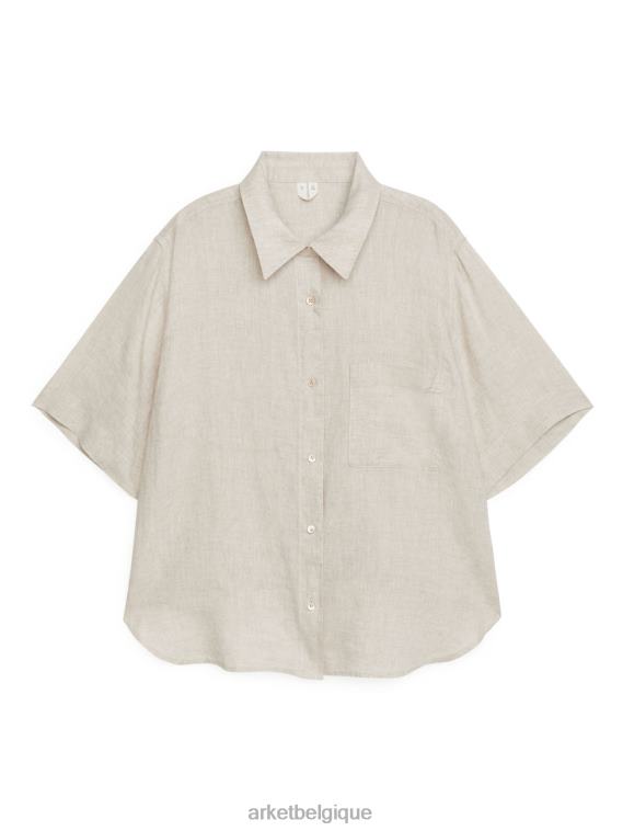 ARKET chemise en lin à manches courtes femmes beige T46DR67 vêtements