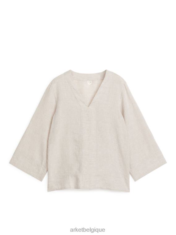 ARKET chemise en lin pop-over femmes beige T46DR63 vêtements