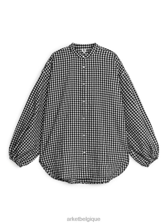 ARKET chemise en seersucker femmes noir blanc T46DR26 vêtements
