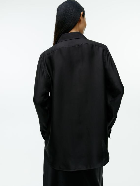 ARKET chemise en sergé de soie femmes noir T46DR55 vêtements