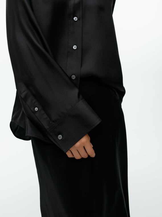 ARKET chemise en sergé de soie femmes noir T46DR55 vêtements