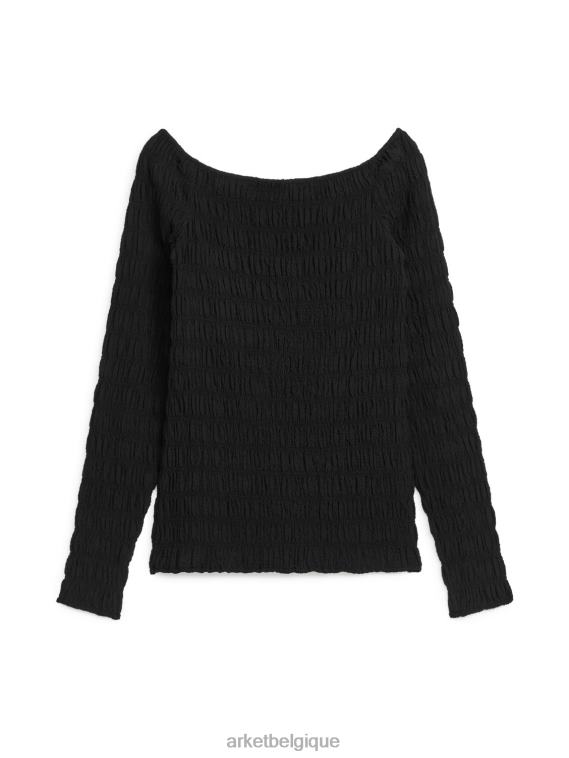 ARKET haut smocké à manches longues femmes noir T46DR22 vêtements