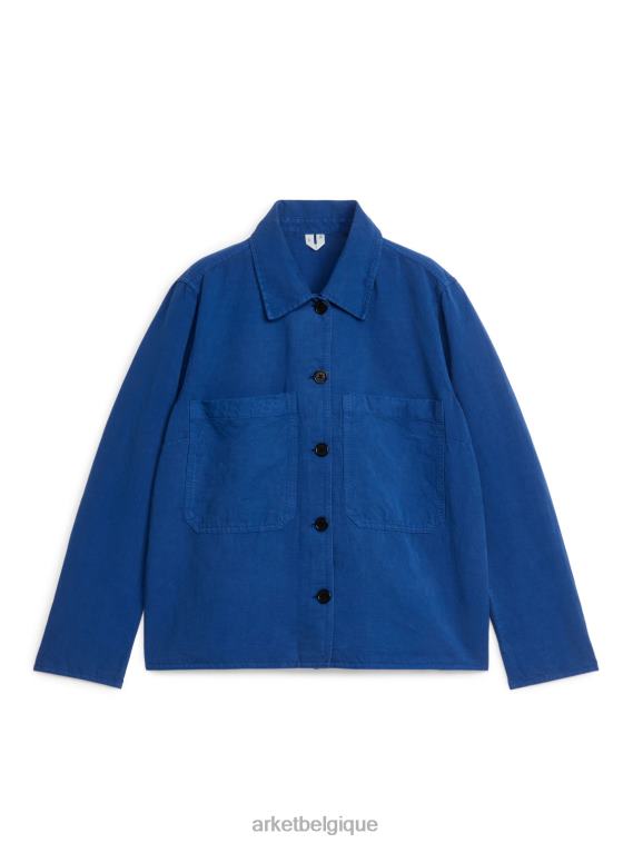 ARKET surchemise en lin mélangé femmes bleu brillant T46DR48 vêtements