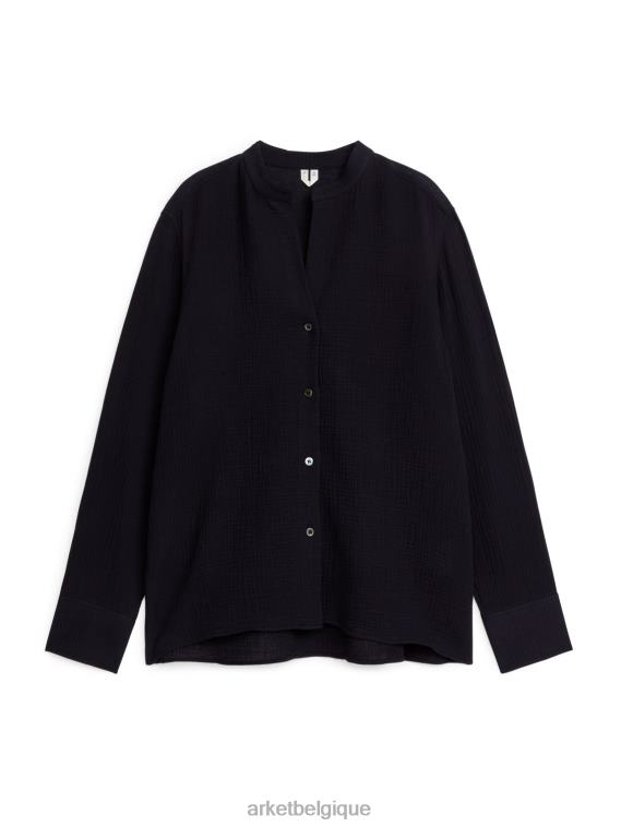 ARKET chemise en coton froissé femmes noir T46DR36 vêtements