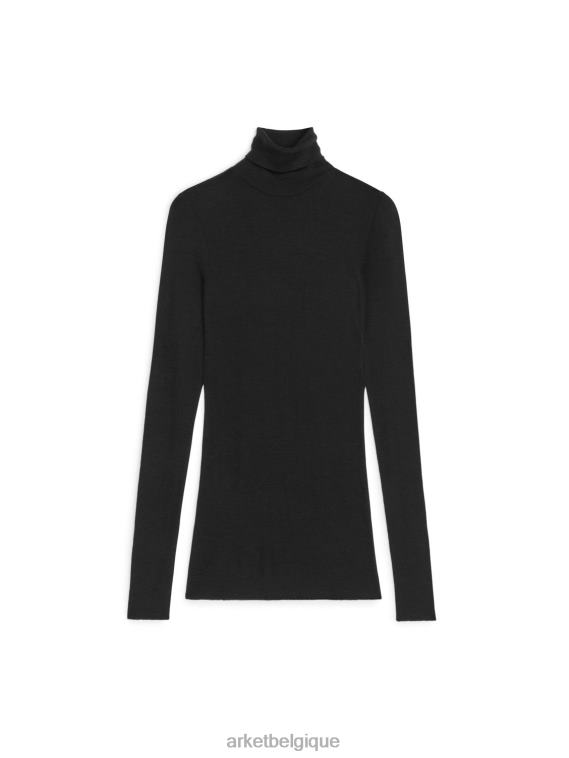 ARKET col roulé en laine mérinos transparente femmes noir T46DR393 vêtements