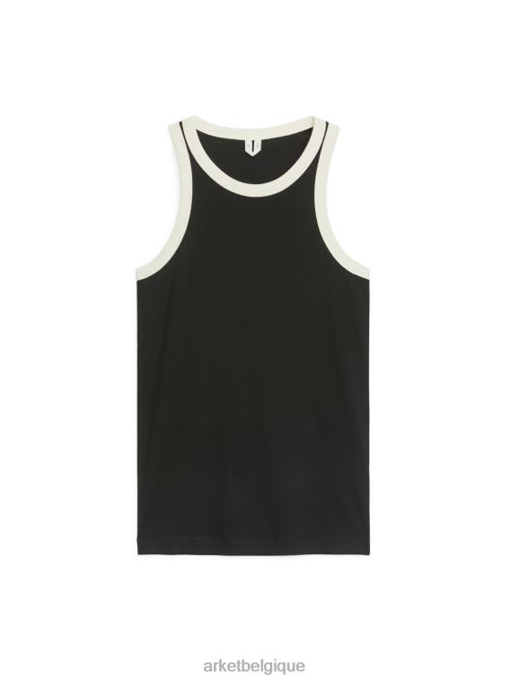 ARKET débardeur côtelé femmes noir/blanc cassé T46DR355 vêtements
