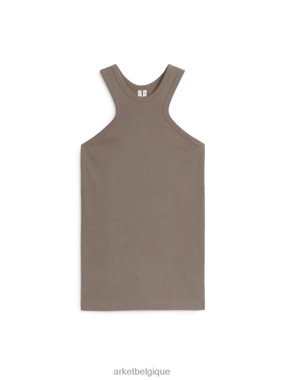 ARKET débardeur de course côtelé femmes taupe T46DR328 vêtements