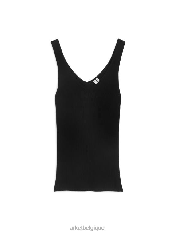 ARKET débardeur en maille côtelée femmes noir T46DR371 vêtements