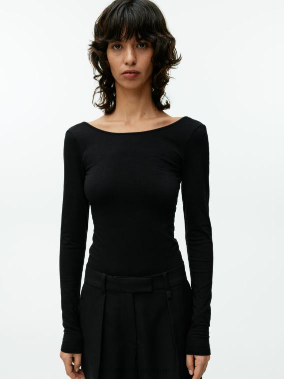 ARKET haut en jersey à encolure dégagée femmes noir T46DR277 vêtements