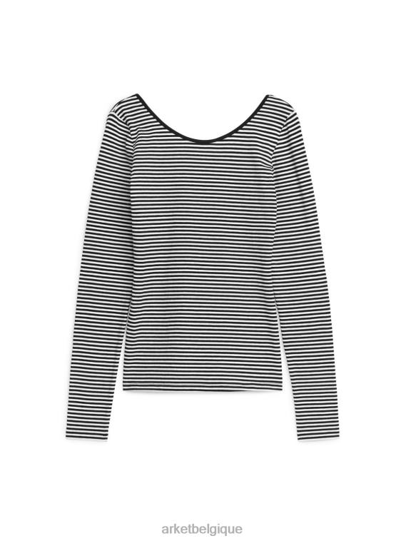 ARKET haut en jersey à encolure dégagée femmes noir blanc T46DR329 vêtements