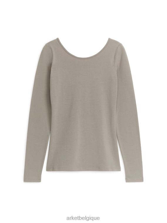 ARKET haut en jersey à encolure dégagée femmes taupe T46DR292 vêtements