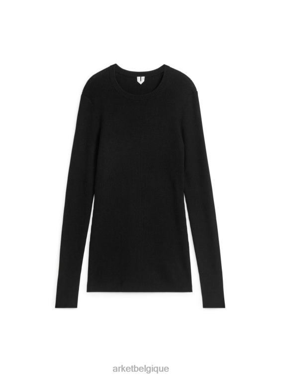 ARKET haut en laine mérinos côtelée femmes noir T46DR356 vêtements