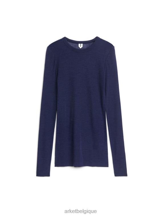 ARKET haut en mérinos à manches longues femmes bleu foncé T46DR346 vêtements