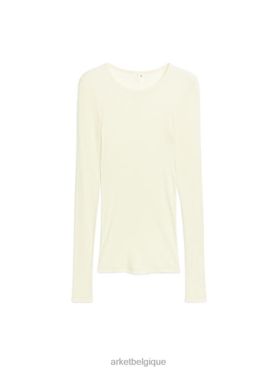 ARKET haut en soie côtelée femmes blanc cassé T46DR351 vêtements