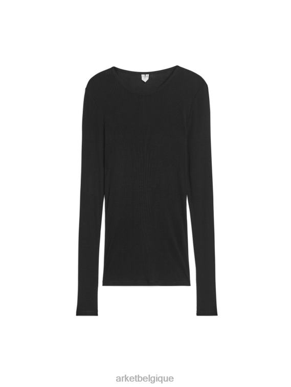ARKET haut en soie côtelée femmes noir T46DR354 vêtements