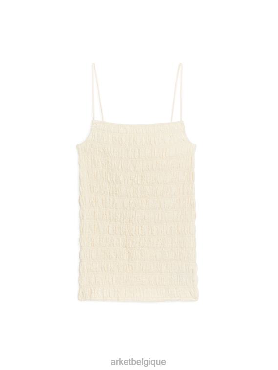ARKET haut smocké en seersucker femmes blanc cassé T46DR278 vêtements