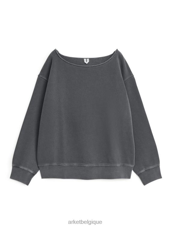 ARKET sweat-shirt décontracté femmes gris foncé T46DR500 vêtements