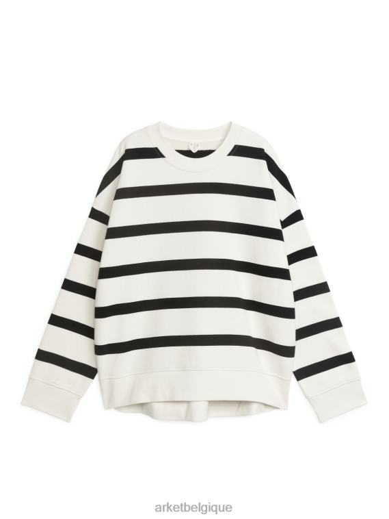 ARKET sweat-shirt surdimensionné femmes blanc cassé/noir T46DR376 vêtements