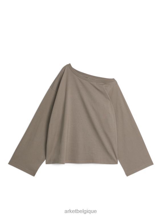 ARKET t-shirt à col asymétrique femmes taupe T46DR335 vêtements