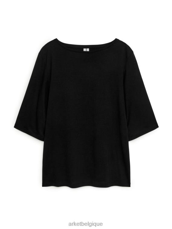 ARKET t-shirt à col bateau femmes noir T46DR385 vêtements