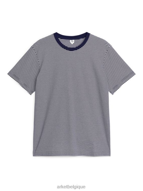ARKET t-shirt d'épaisseur moyenne femmes bleu foncé/blanc T46DR994 vêtements