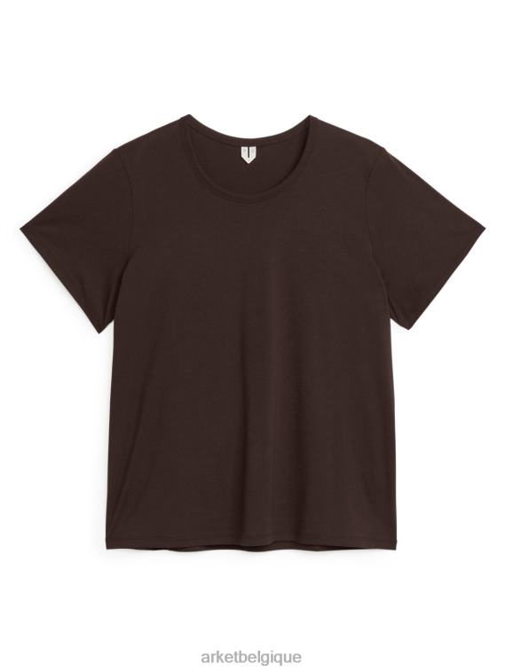 ARKET t-shirt en coton léger femmes marron foncé T46DR295 vêtements
