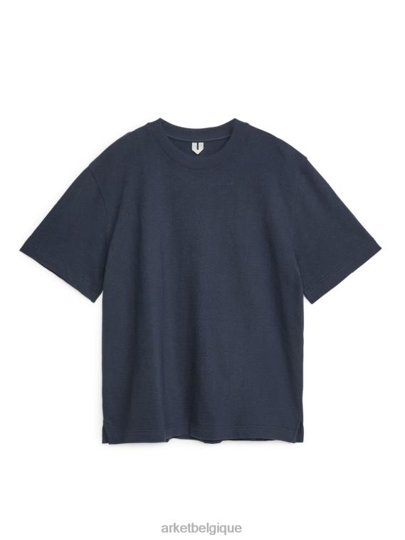 ARKET t-shirt en jersey bouclé femmes bleu foncé T46DR1012 vêtements