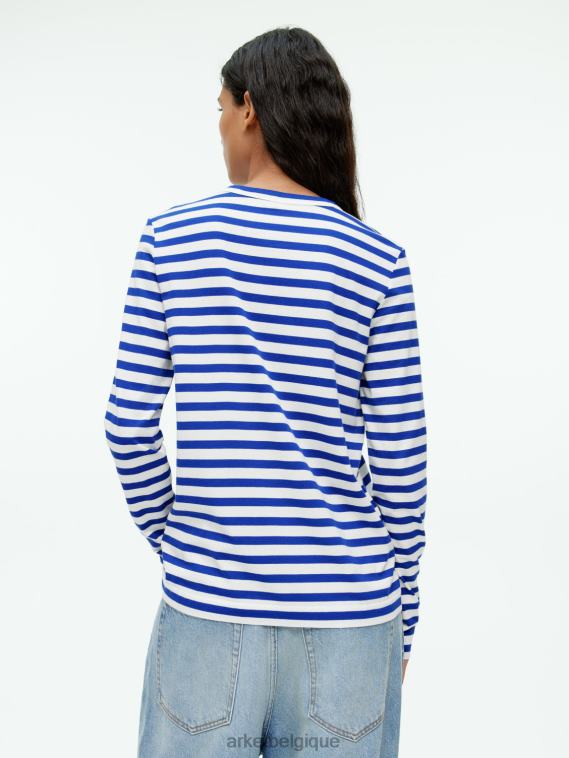 ARKET t-shirt à manches longues femmes bleu blanc T46DR377 vêtements
