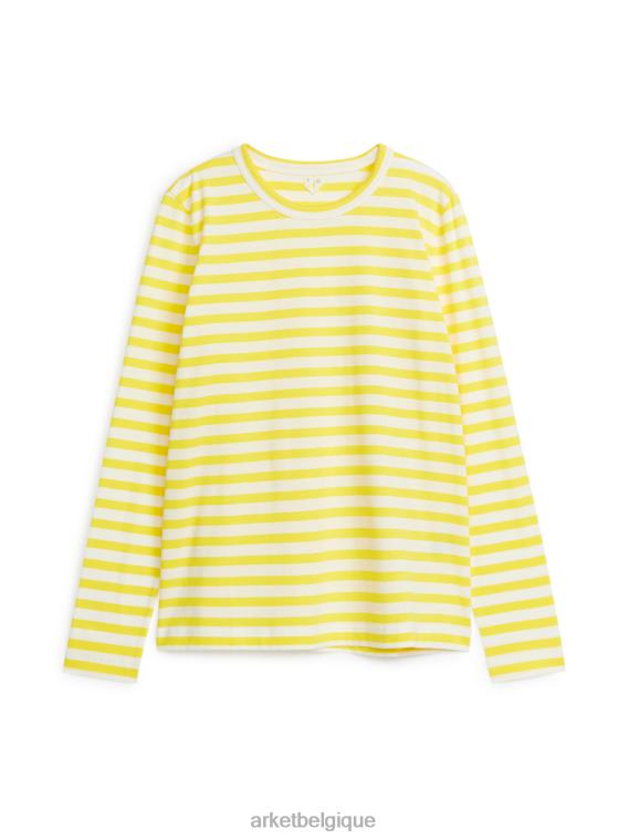 ARKET t-shirt à manches longues femmes jaune blanc T46DR345 vêtements